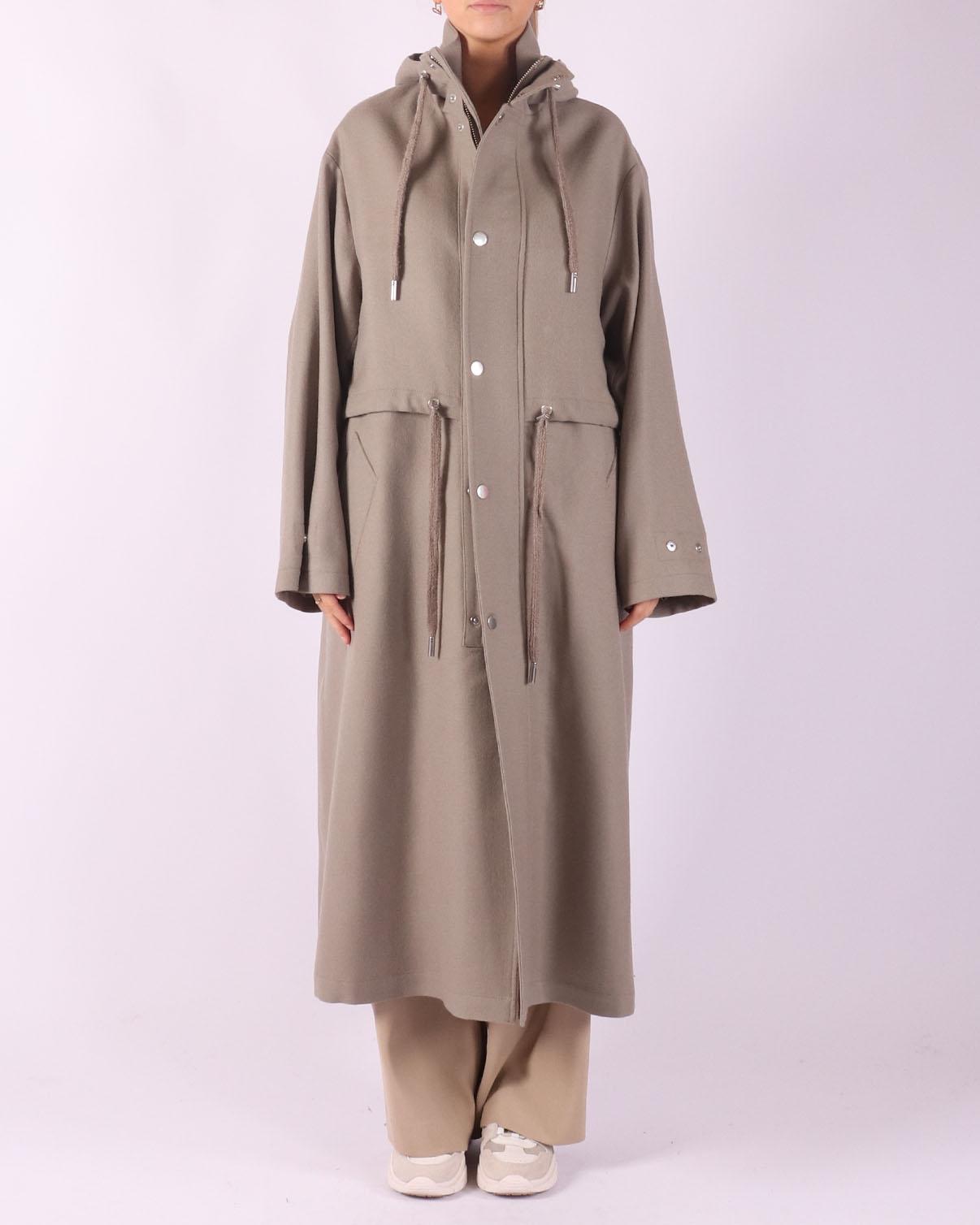 Lange Taupe dames jas van Ami