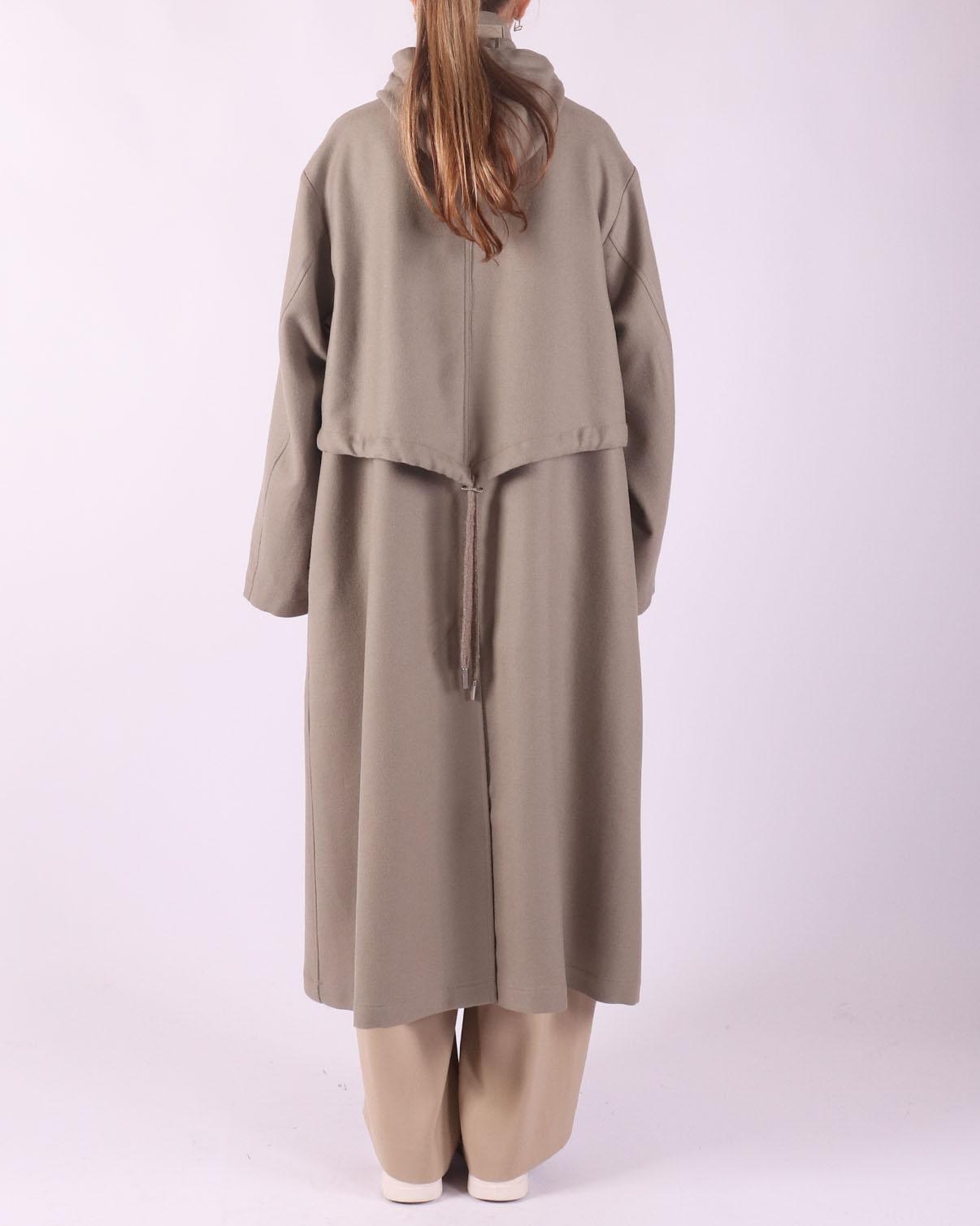 Lange Taupe dames jas van Ami
