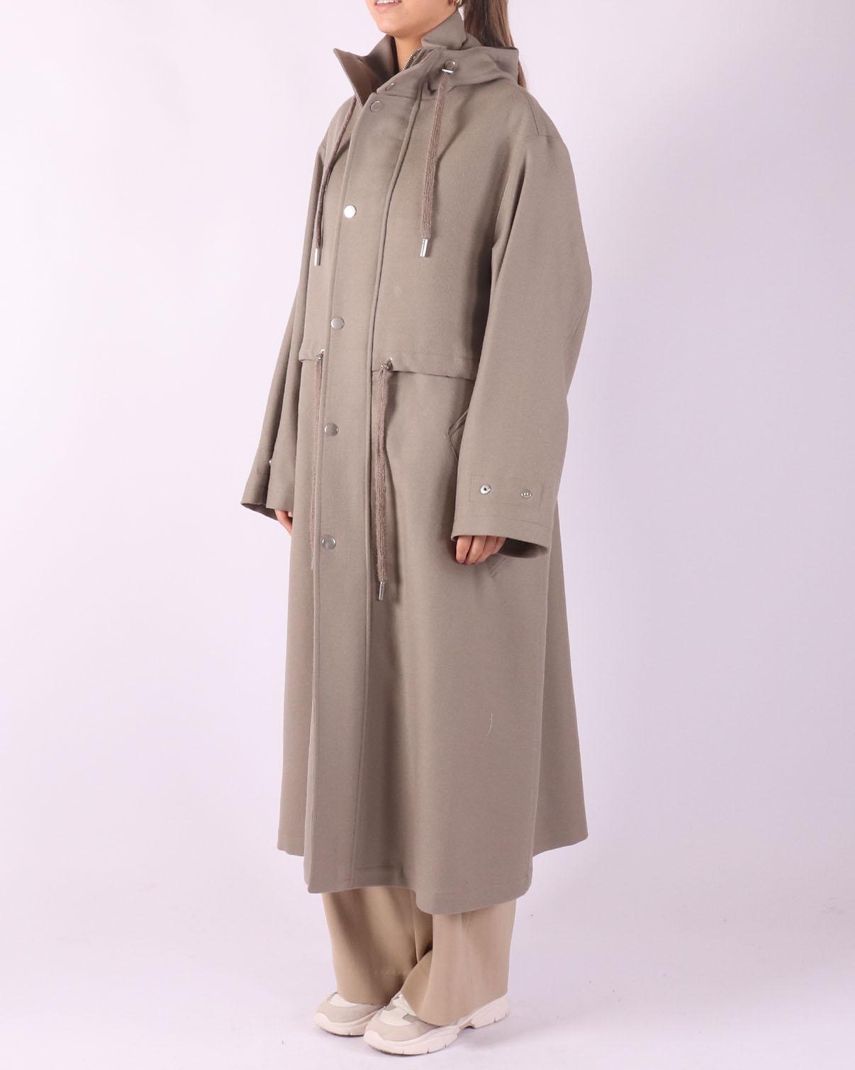 Lange Taupe dames jas van Ami