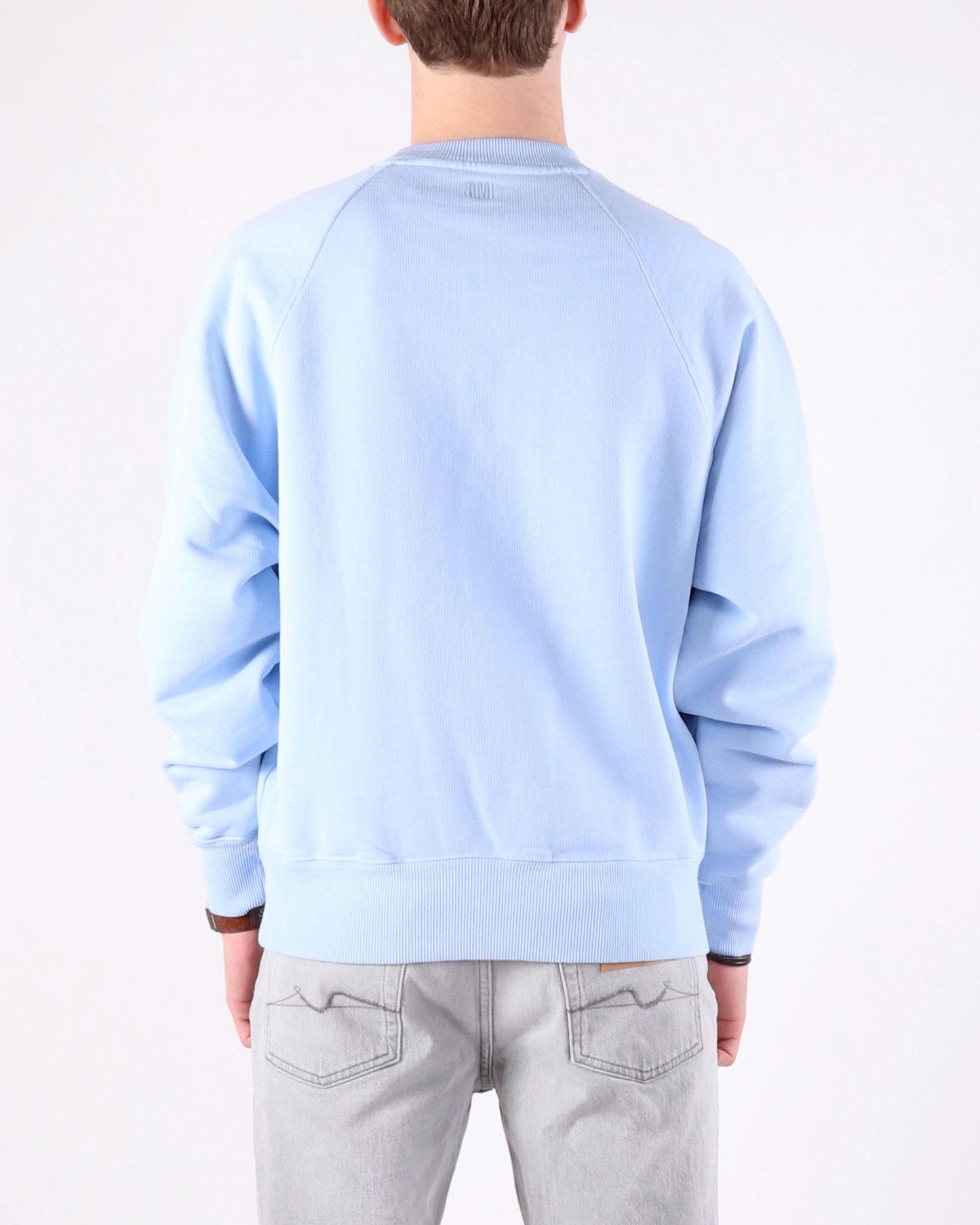 Lichtblauwe herensweater van Ami met logo