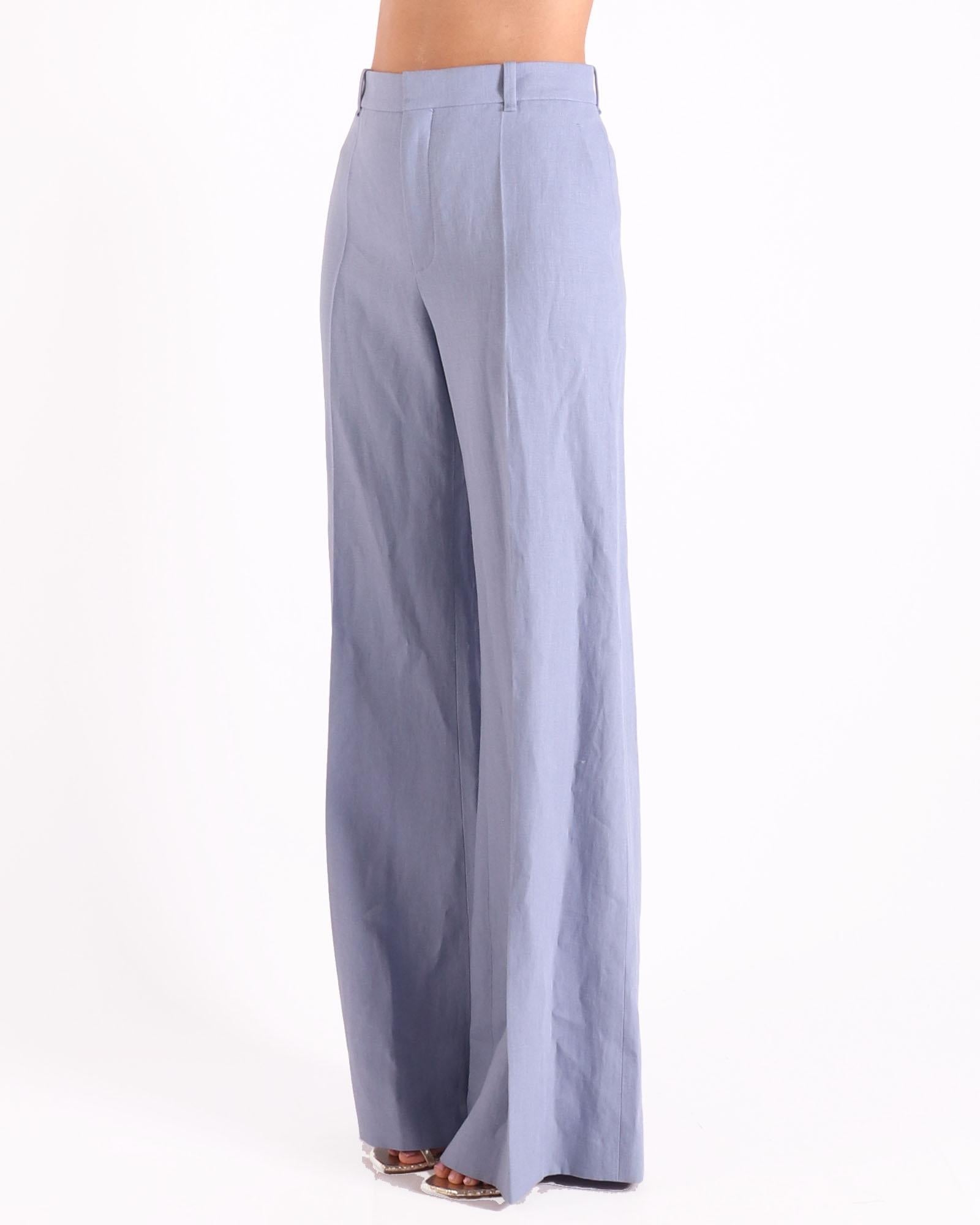 Lichtblauwe pantalon met een hoge taille 