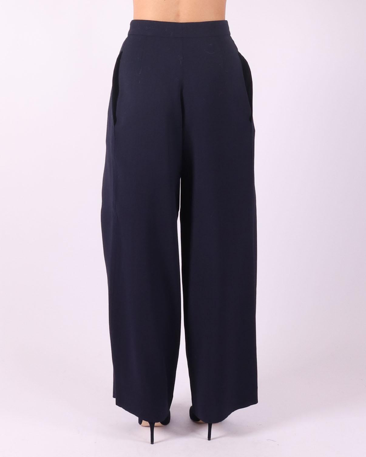 Donkerblauwe wijdvallende pantalon voor dames van Ami